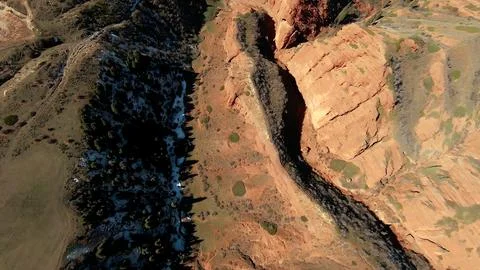 Panoramic drone view of nature landscape with mountains and forest 스톡 사진