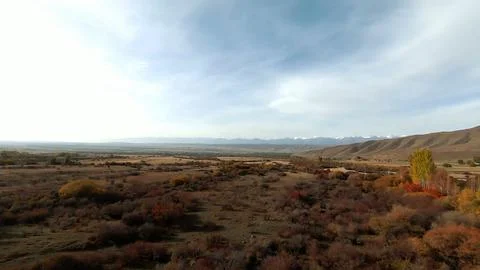 Panoramic drone view of nature landscape with mountains and forest Fotos de archivo