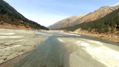 Panoramic drone view of nature landscape with mountains and forest Фото