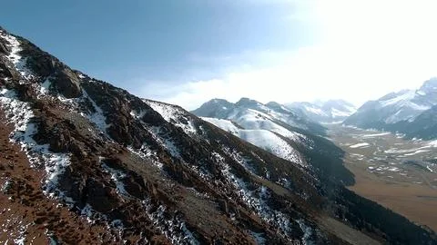 Panoramic drone view of nature landscape with mountains and forest Fotos de archivo