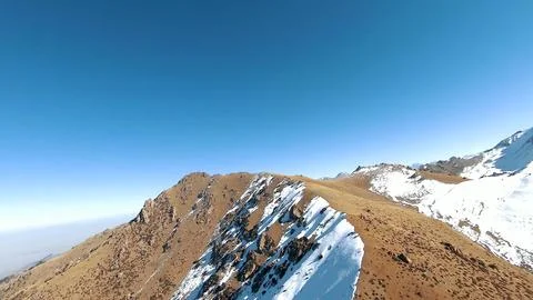 Panoramic drone view of nature landscape with mountains and forest 스톡 사진