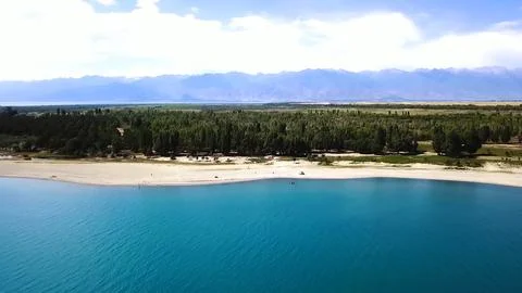 Panoramic drone view of nature landscape with mountains and forest Stock Photos