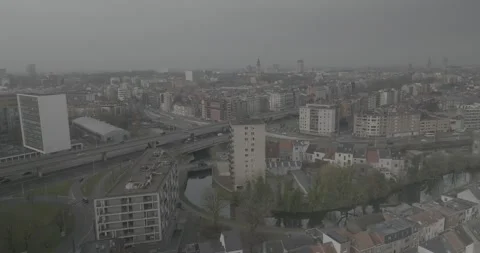 Panoramic Drone View Over Ghent City Center, Belgium Vídeo Stock 344127888