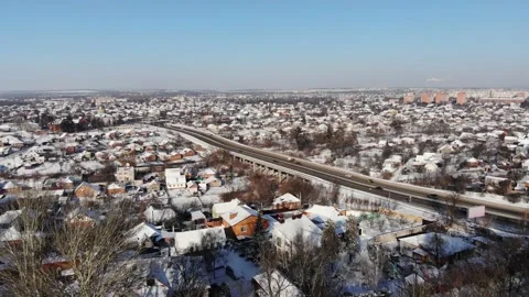 Panoramic drone view of residential buildings in the winter season Stock Footage 146925791