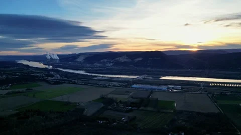 Panoramic drone view of the Rhone River in France Stock Footage 295006028