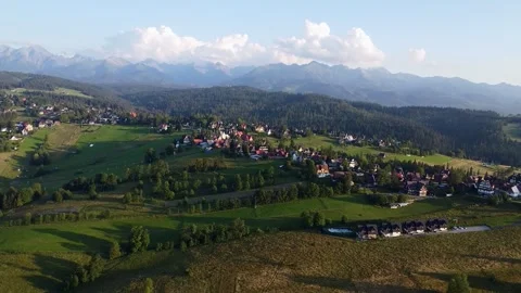 Panoramic Drone View of Rural Tatra Foothills in Southern Poland Stock-Footage 340859224