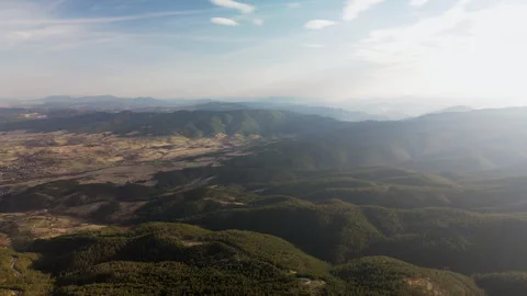 Panoramic drone view of Tara Mountain landscape and valleys, Serbia Stock Footage 328123720