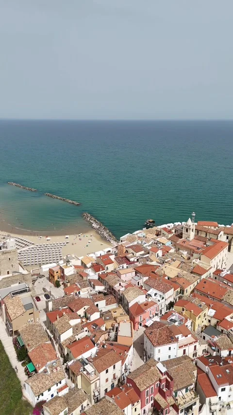 Panoramic drone view of Termoli old town in Italy Stock Footage 317934307