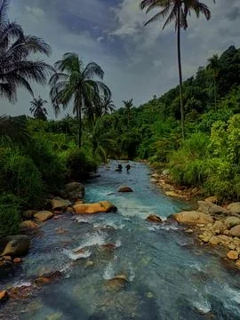 Panoramic of the dua rasa river Stock Photos
