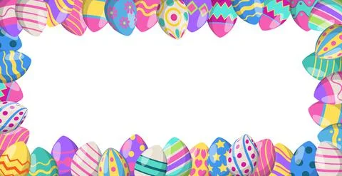 Panoramic Easter background with many colorful eggs - Vector Illustrazione stock