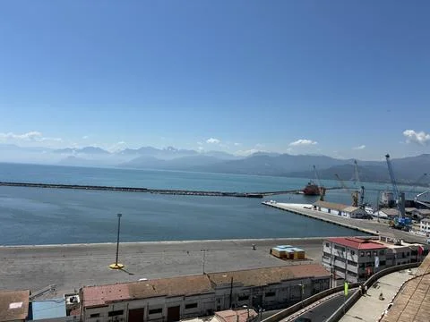 A panoramic elevated view from the Place Gueydon in Bejaia, Algeria Stock Photos