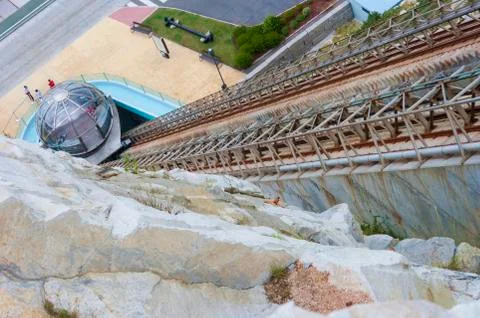 Panoramic elevator of the Monte de San Pedro in the city of Coruna, Galicia Stock Photos