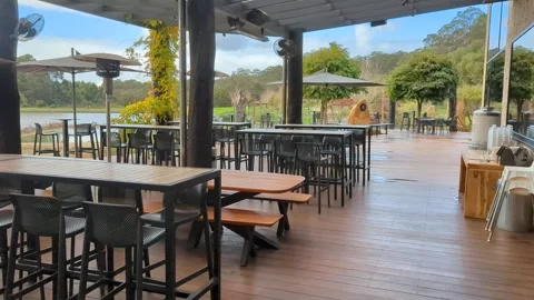 Panoramic of an empty restaurant terrace 库存影片 277605337