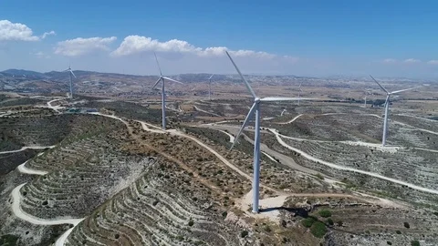 Panoramic of energy turbines Stock Footage 78365586