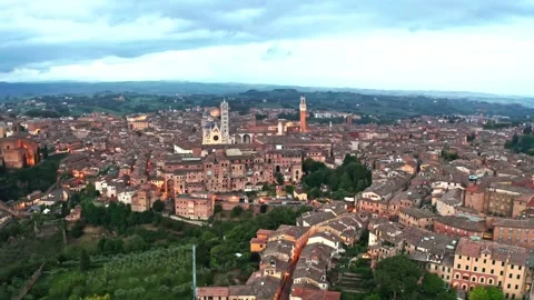 Panoramic Evening View of Siena, Italy, Showcasing its Historic Architectur.. Stock Footage 301089727