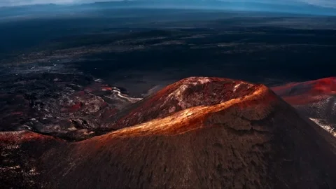 Panoramic exploration of an expansive volcanic field Stock Footage 316802119