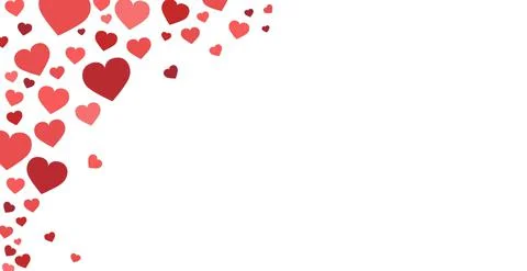 Panoramic festive background, web postcard template with hearts - Vector Stock Illustration