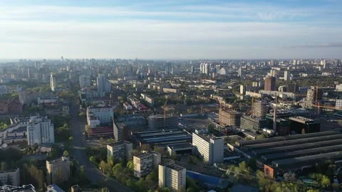Panoramic flight at high altitude over a new residential complex for IT Stock Footage 165078122