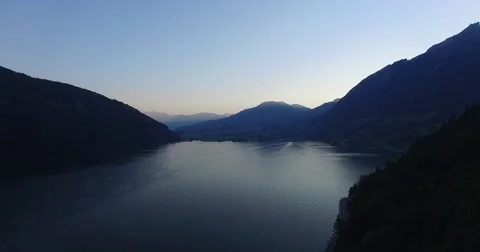 Panoramic flight over lake Stock Footage 54196125