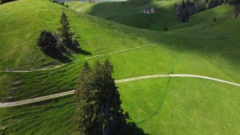 Panoramic flight over the Swiss valley near Appenzell Stock Footage 298331302