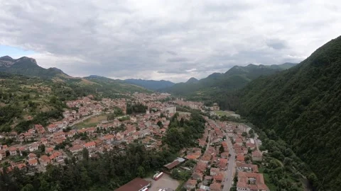 Panoramic flight over the town of Teteven Stock Footage 157834963