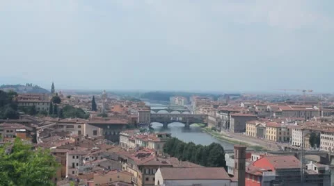 Panoramic of Florence, the “duomo”, the Arno river and the town hall Stock Footage 11965155