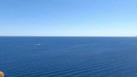 Panoramic footage of the open sea somewhere in Greece. Stock Footage 308415134