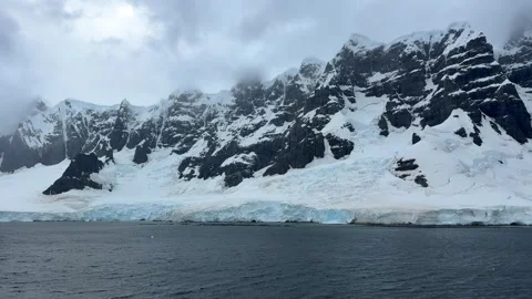 Panoramic Glacier Coast Along Western Antarctic Peninsula from Expedition Ship Stock Footage 339215423