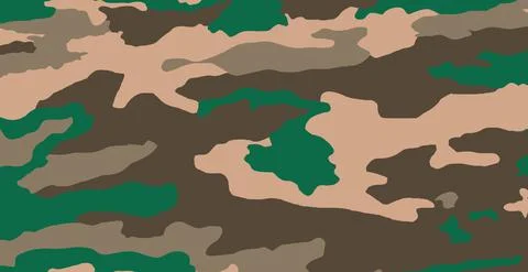 Panoramic green army flora background texture - Vector Stock Illustration