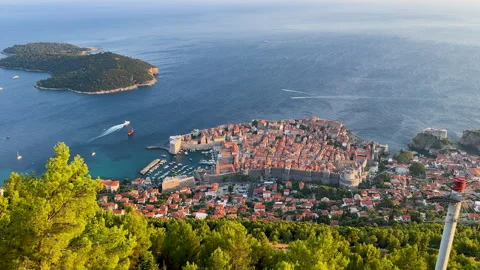 Panoramic high angle view of the Dubrovnik Stock Footage 344925812