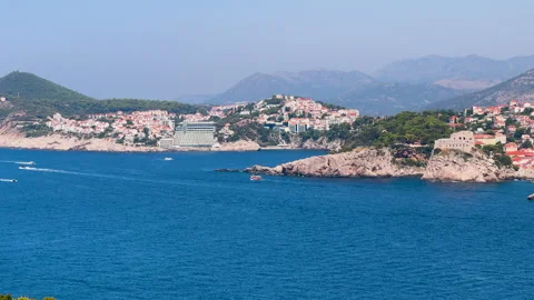 Panoramic high angle view of the Dubrovnik Stock Footage 344925923