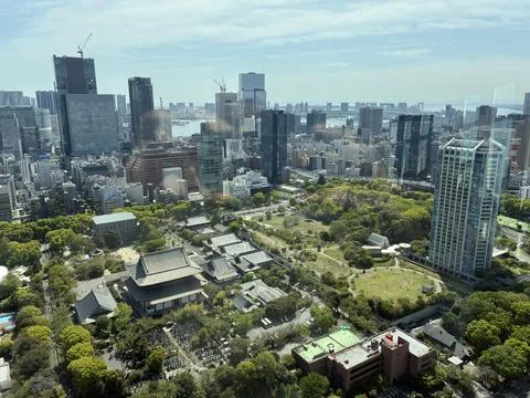 A panoramic high-angle view of Tokyo, Japan, taken from Tokyo Tower Фото