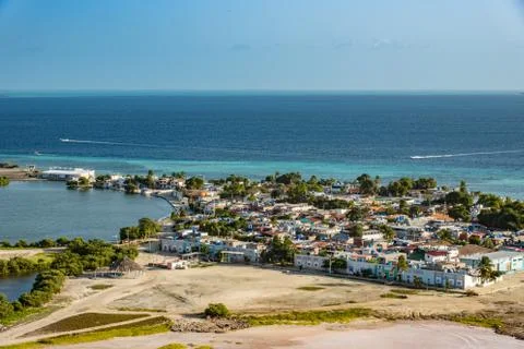 Panoramic high view of Los Roques town. Stock Photos