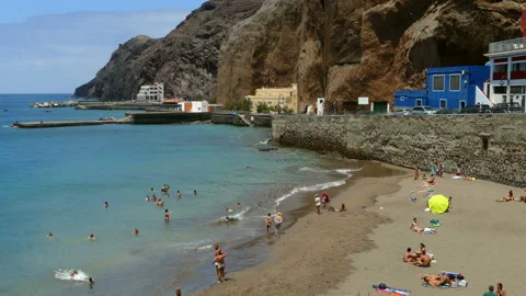 Panoramic of a idyllic beach. Stock Footage 98931069