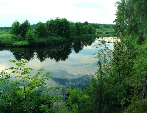 Panoramic image of the lake Stock Photos