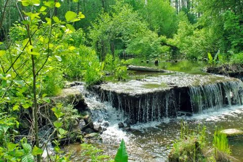 Panoramic image of waterfall in the summer Stock Photos