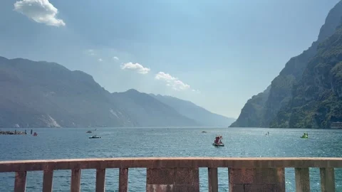 Panoramic Lake Garda View from Riva del Garda Waterfront 動画素材 341502270