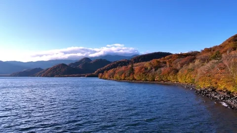 Panoramic Lake View | Autumn Mountains | Nature - 4K Aerial Video Stock Footage 329052924