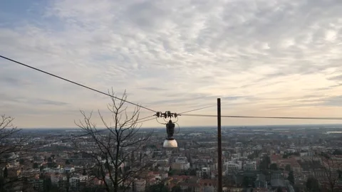 Panoramic lampost over Bergamo Stock Footage 149255692