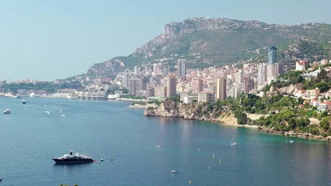 Panoramic landscape of Principality Monaco coast and bay Stock-Footage 72645282