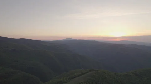 Panoramic landscape view of beautiful sunset in Central Balkan mountain Stock Footage 196858253