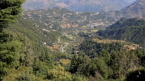 Panoramic landscape view of Mountain range in Manali Himachal Pradesh Stock Footage 73795158