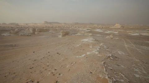 Panoramic large view of the typical White Desert landscape (Egypt) Stock Footage 36143562