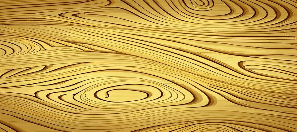 Panoramic light wood texture with knots, plank background - Vector Stock Illustration