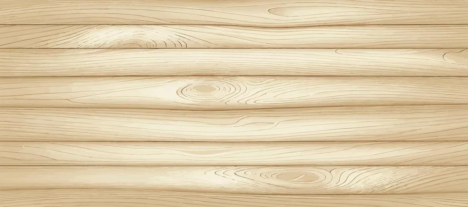 Panoramic light wood texture with knots, plank background - Vector Stock Illustration