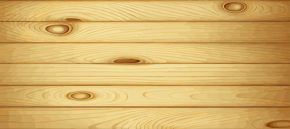 Panoramic light wood texture with knots, plank background - Vector Illustrazione stock