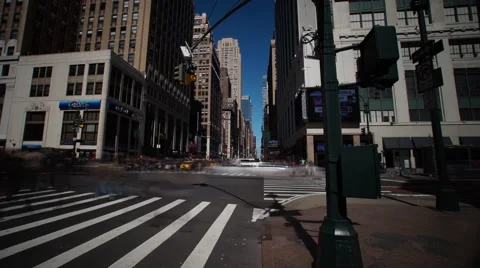 Panoramic Long Exposure Pan of 34th Street in Manhattan Stock Footage 62566995