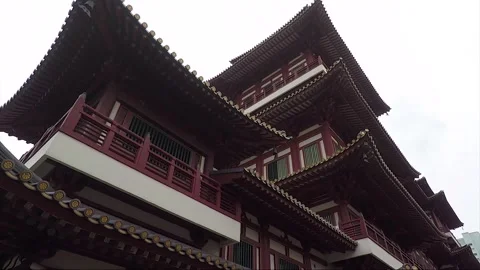 Panoramic Low Angle View, Buddha Tooth Relic Temple, Chinatown, Singapore Stock Footage 328445222