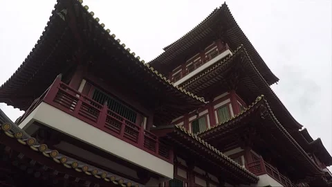 Panoramic Low Angle View, Buddha Tooth Relic Temple, Chinatown, Singapore Vídeo Stock 328449003