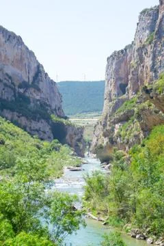 Panoramic of Lumbier gorge Stock Photos